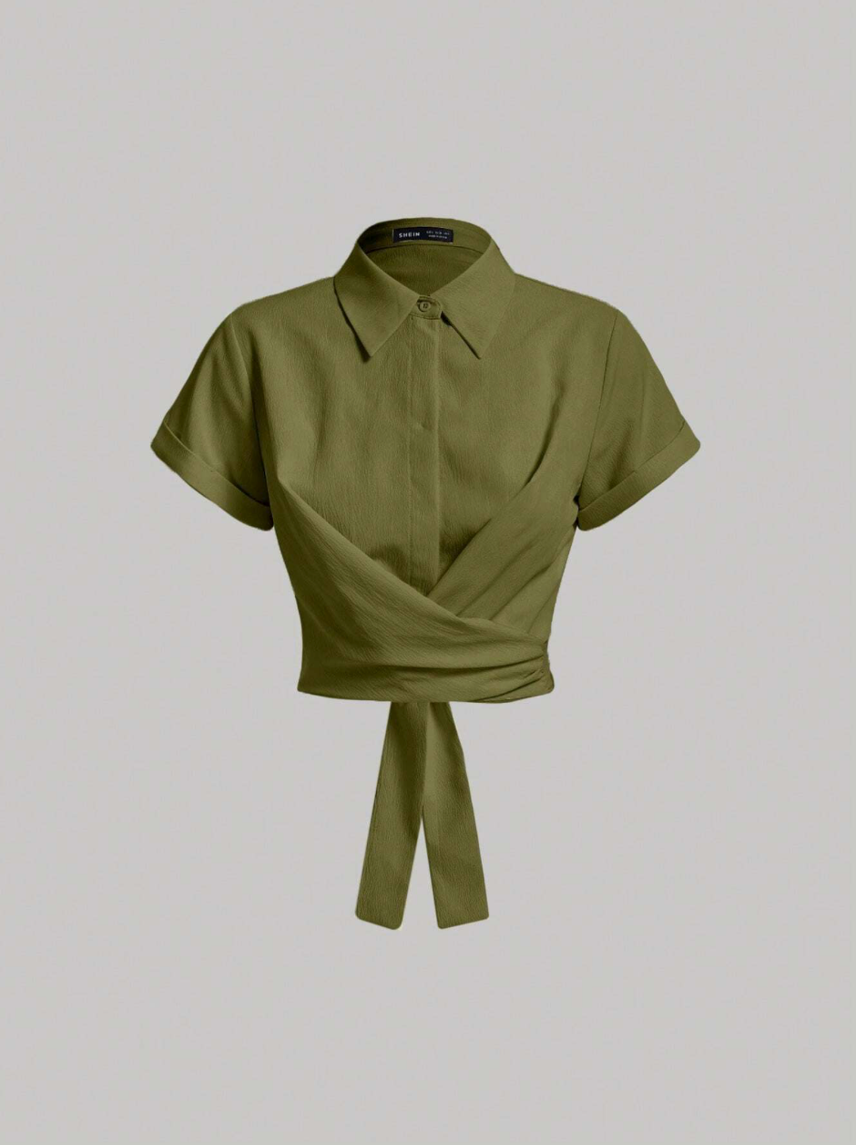 Vintage Lace-Up Cross Design Shirt