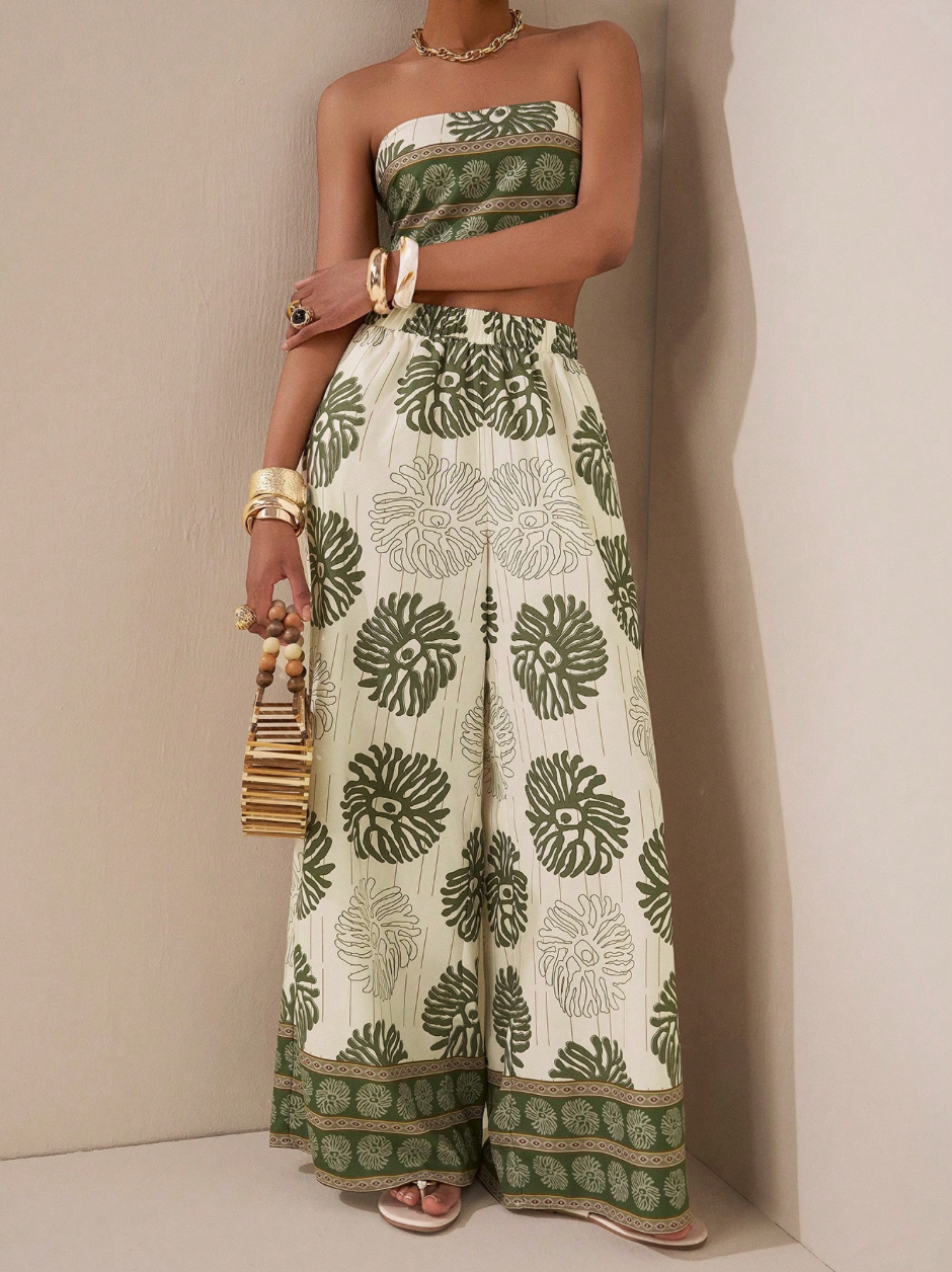 Floral Print Summer Two-Piece Suit