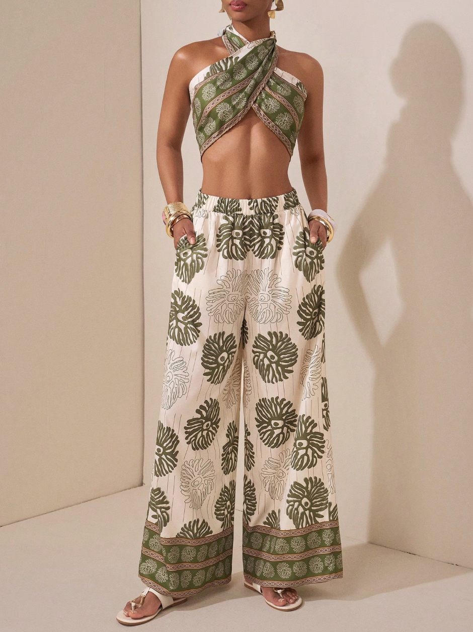 Floral Print Summer Two-Piece Suit