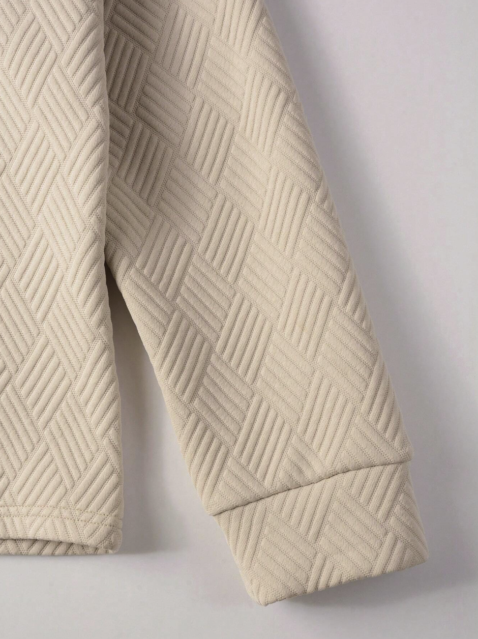 Solid Button-Up Long Sleeve Polo Shirt