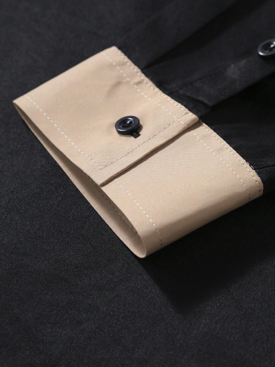 Contrast Color Button-Up Shirt