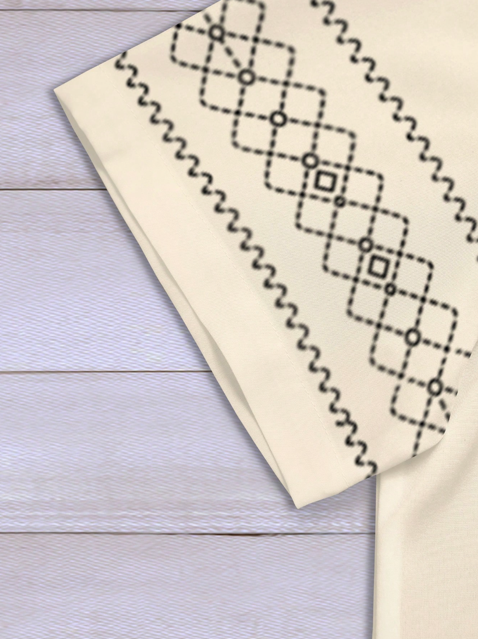 Vintage Print 2-Piece Shirt & Shorts Set