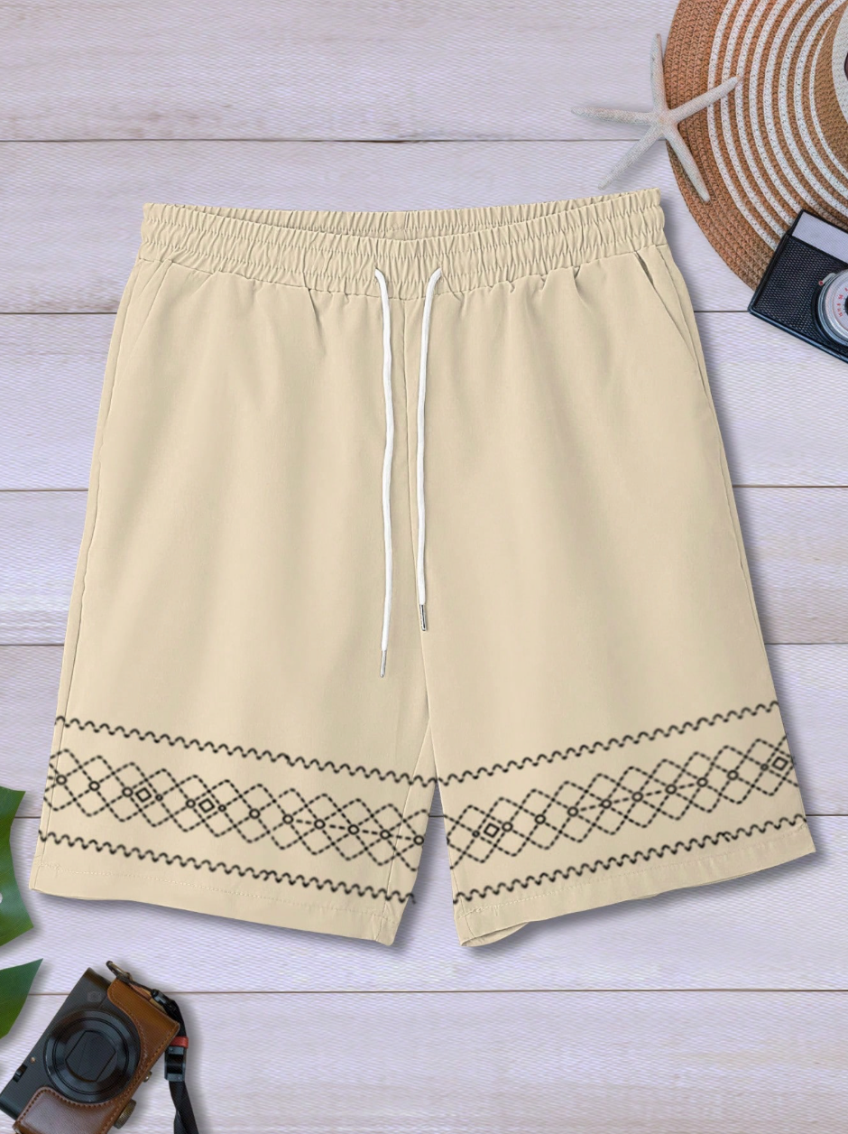 Vintage Print 2-Piece Shirt & Shorts Set