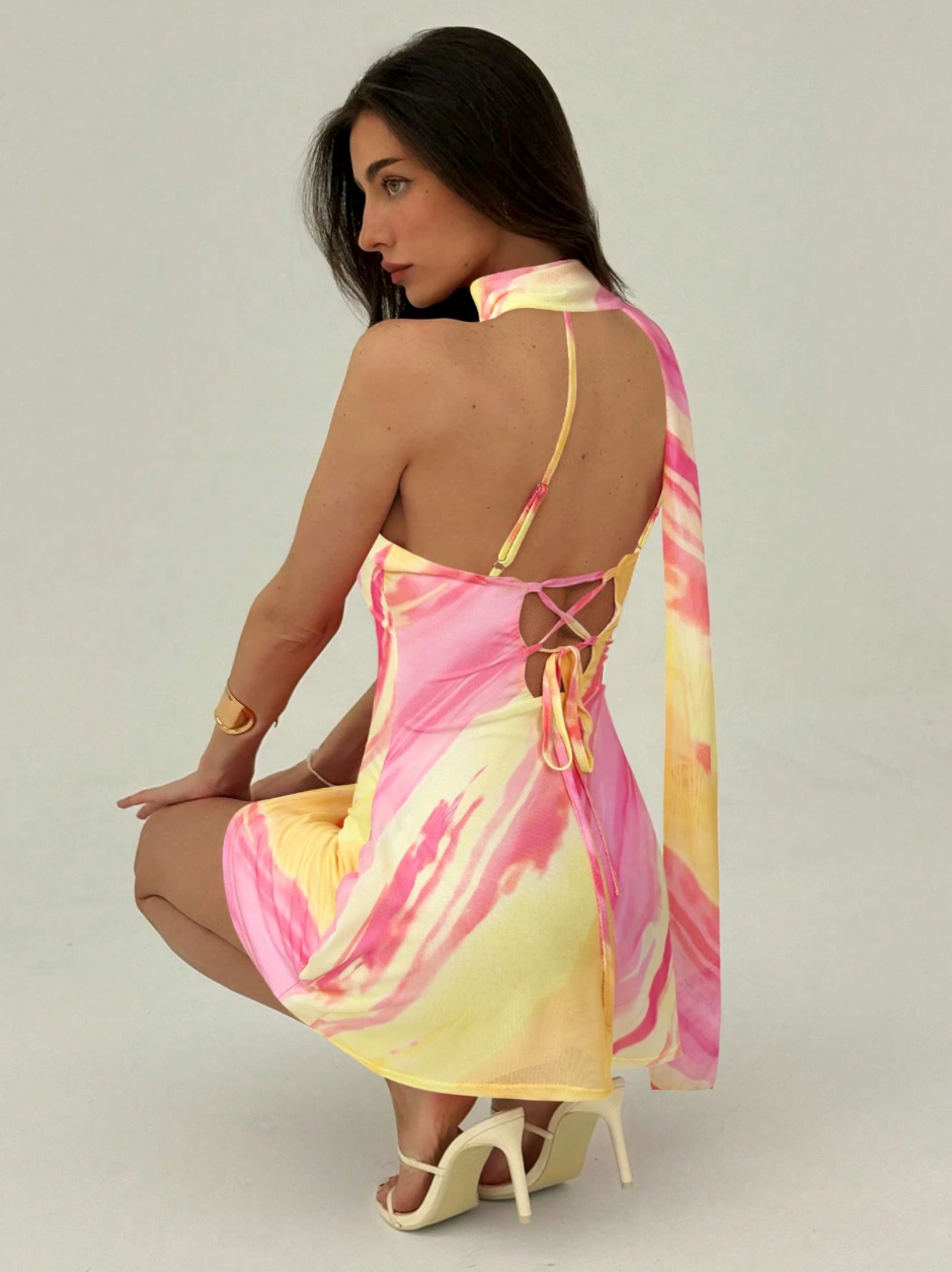 Tie-Dye Bodycon Mini Dress