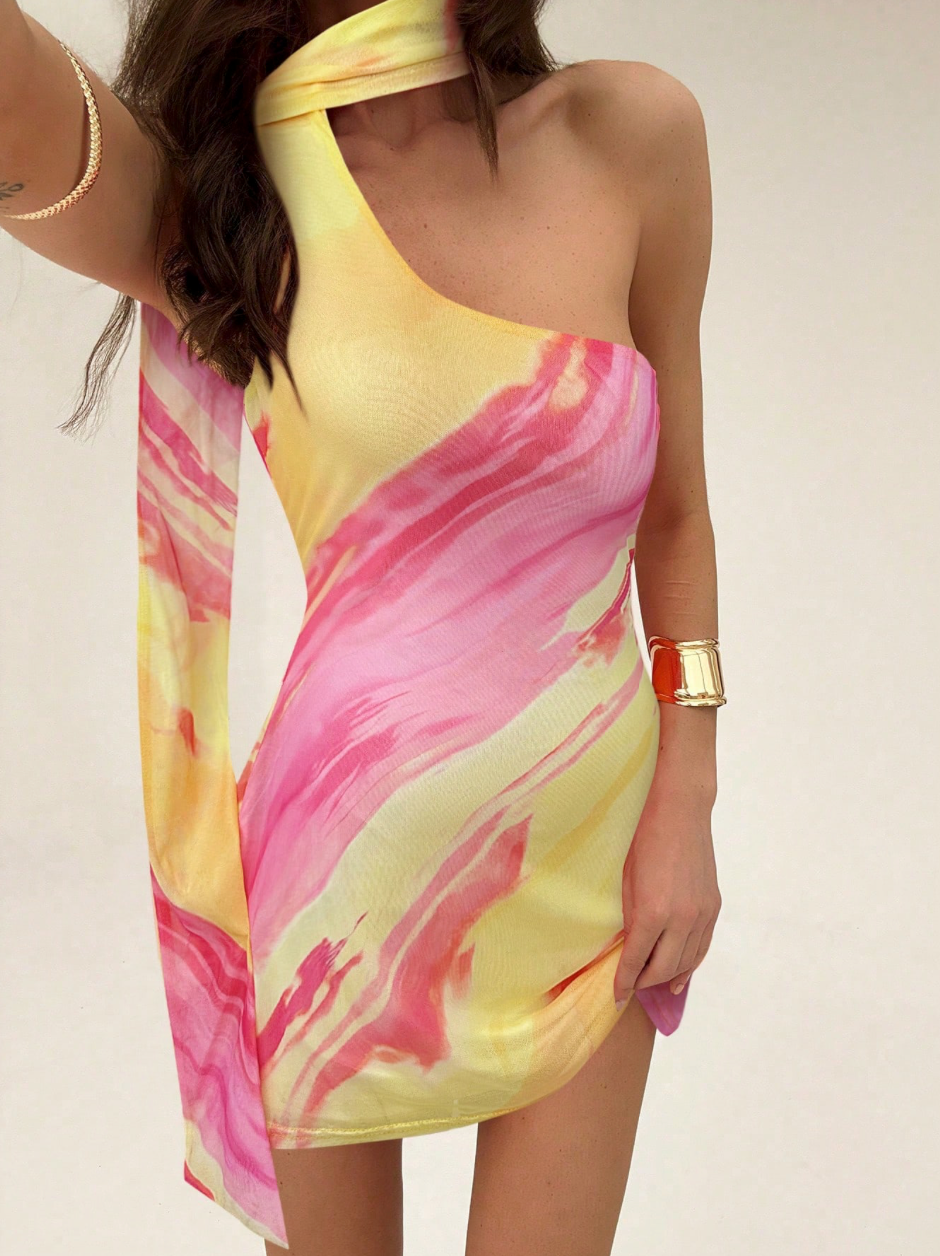 Tie-Dye Bodycon Mini Dress