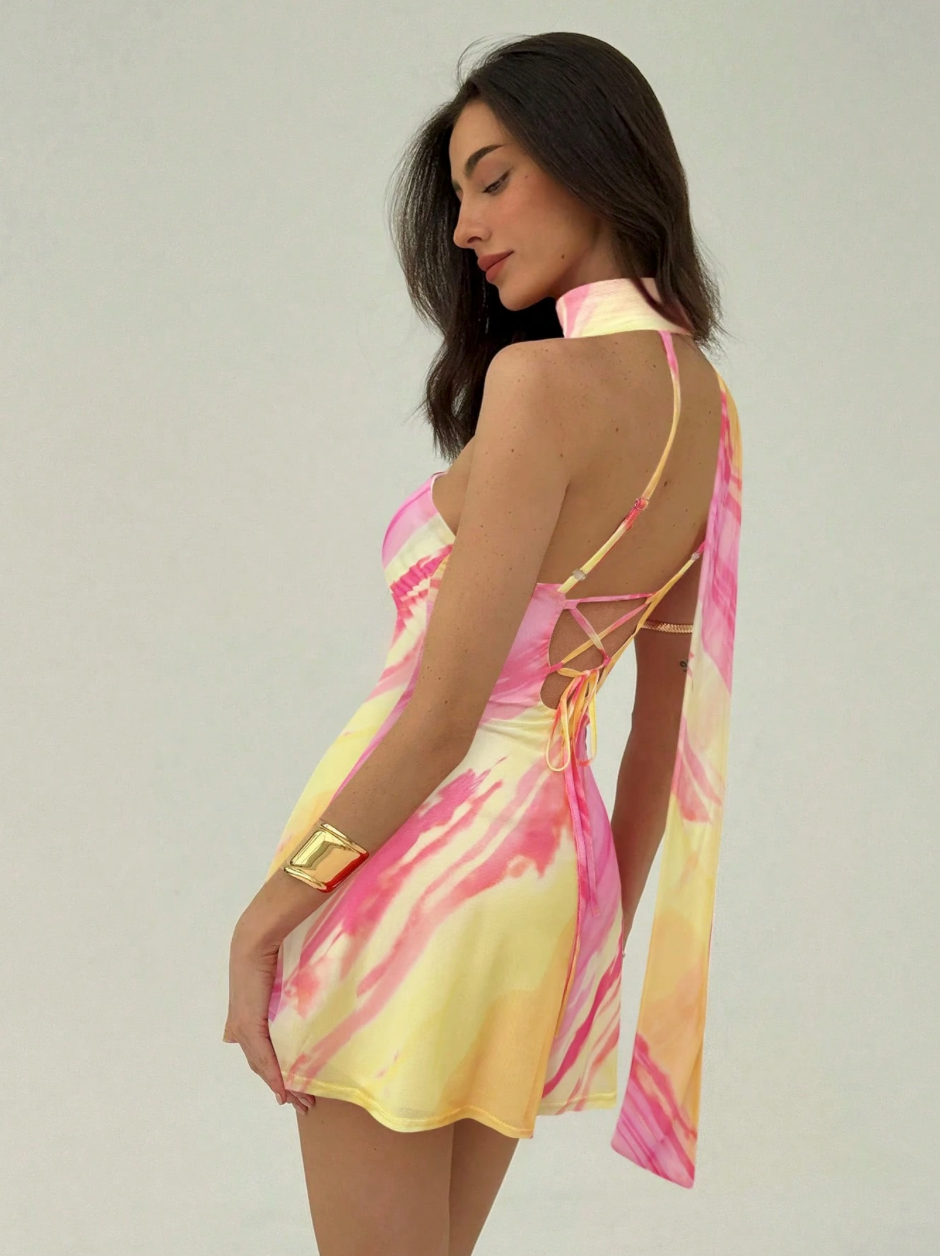 Tie-Dye Bodycon Mini Dress