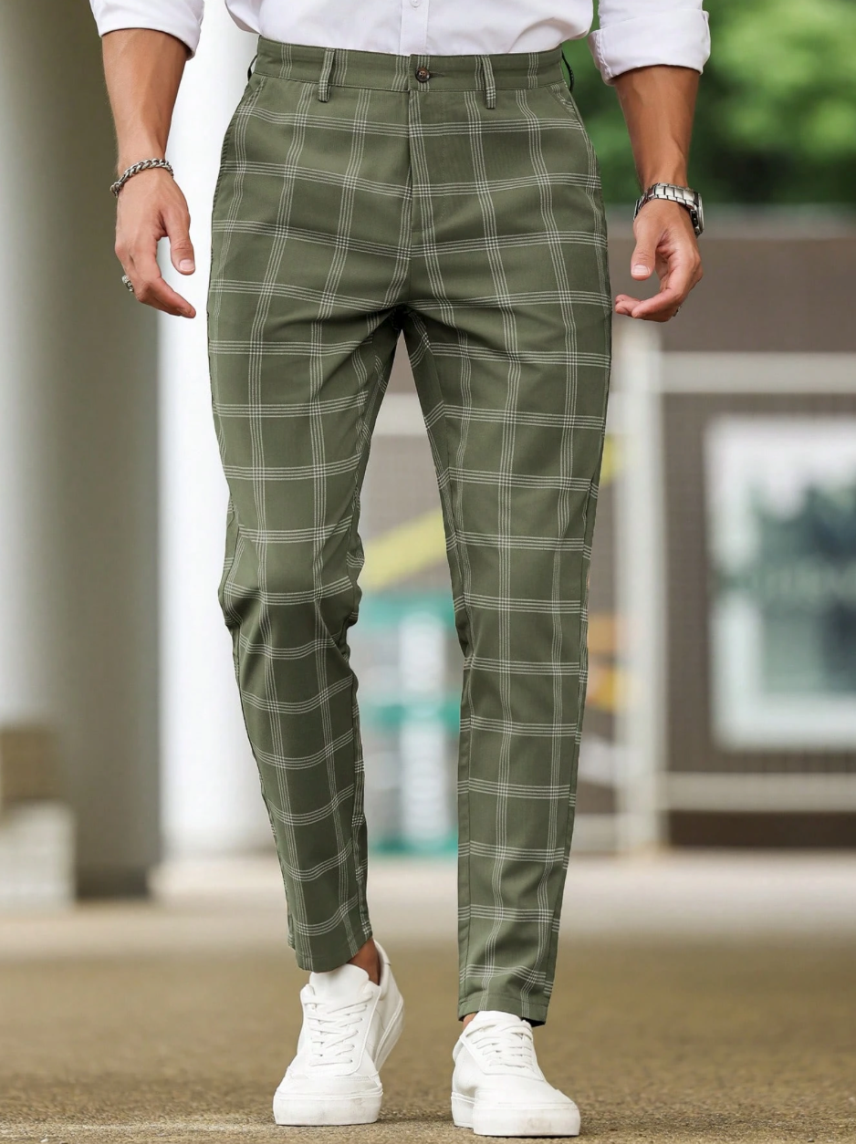 Plaid Casual Suit Pants