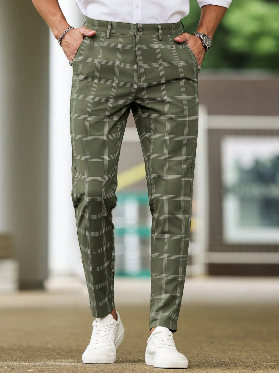 Plaid Casual Suit Pants