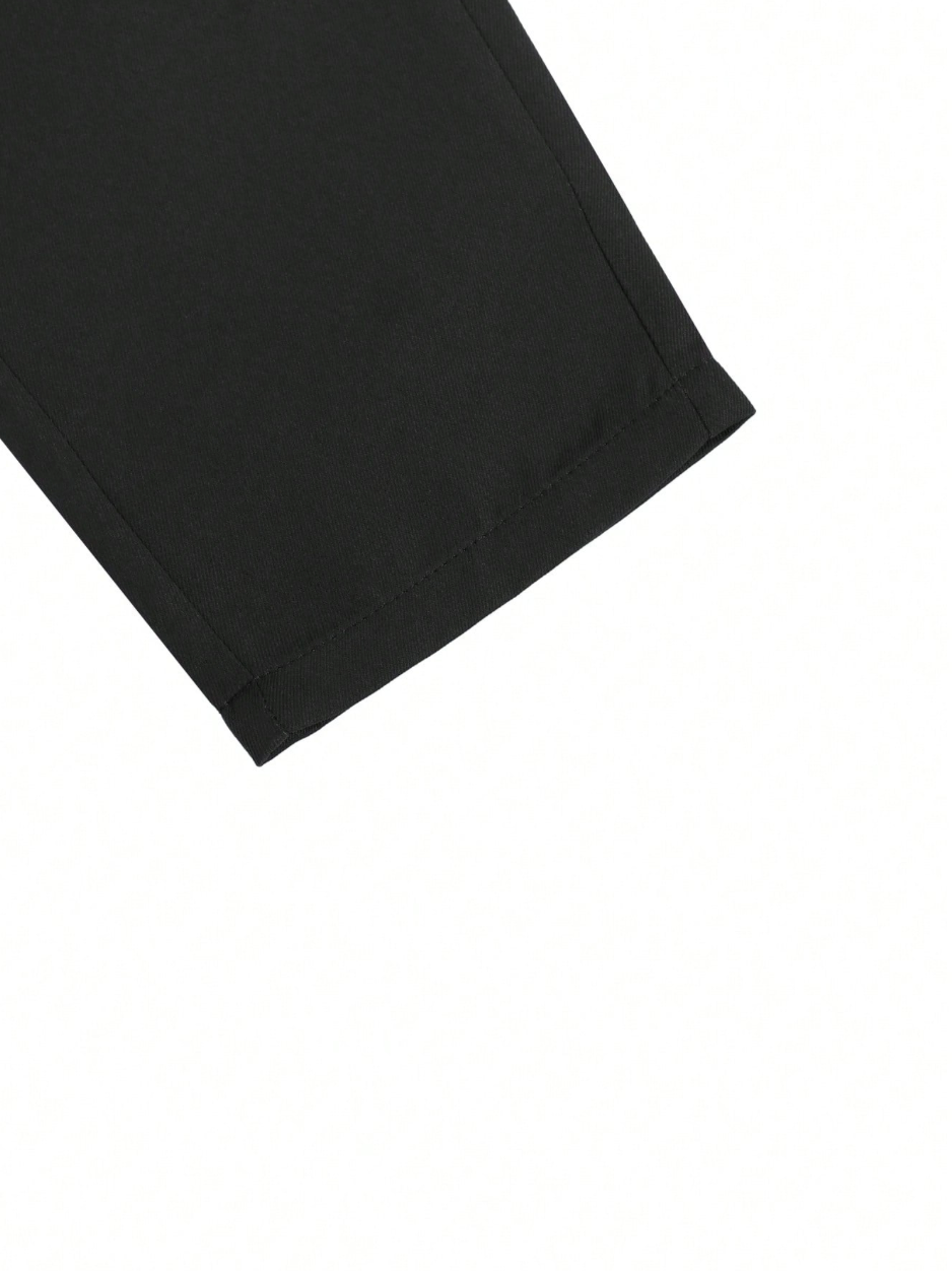 Solid Color Suit Pants with Diagonal Pockets