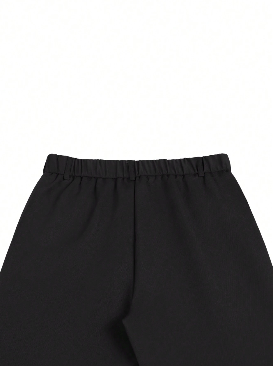 Solid Color Suit Pants with Diagonal Pockets