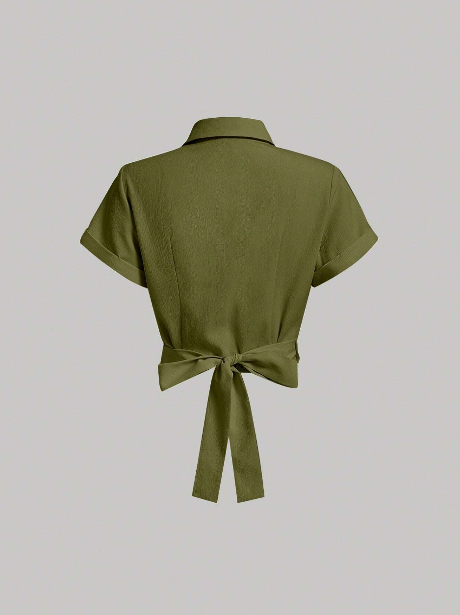 Vintage Lace-Up Cross Design Shirt