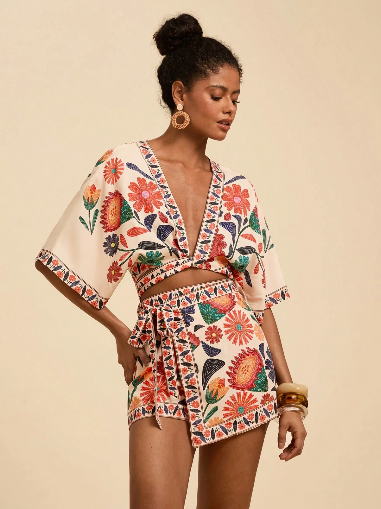 Travachic Floral 2-Piece V-Neck Summer Set